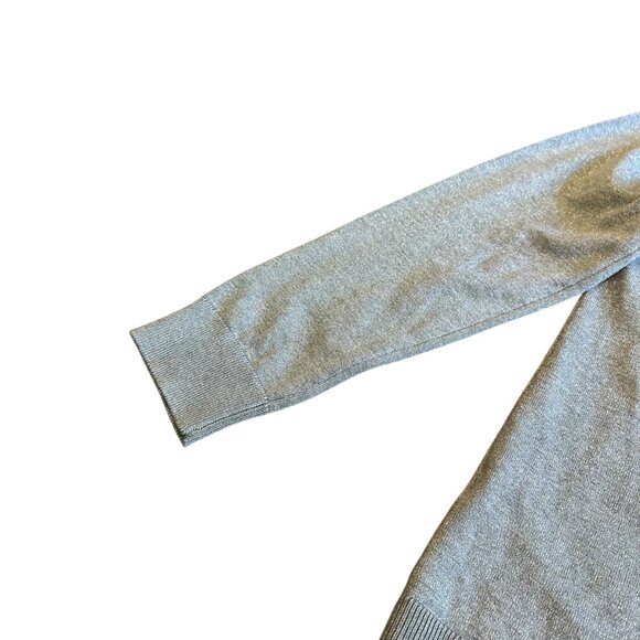Calvin Klein Silver Grey Sparkle Glitter Sweater Pullover Mock Neck Button Large - Picture 9 of 13